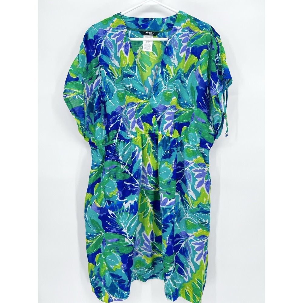 Ralph Lauren Blue Green Floral Swim Coverup